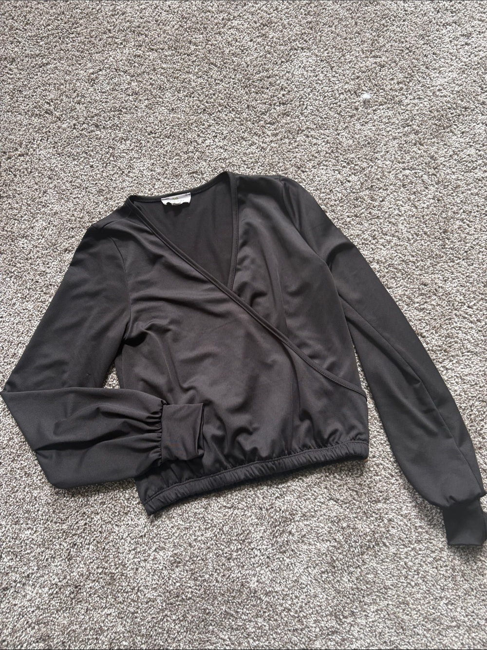 Womens Black Wrap-Front Blouse
